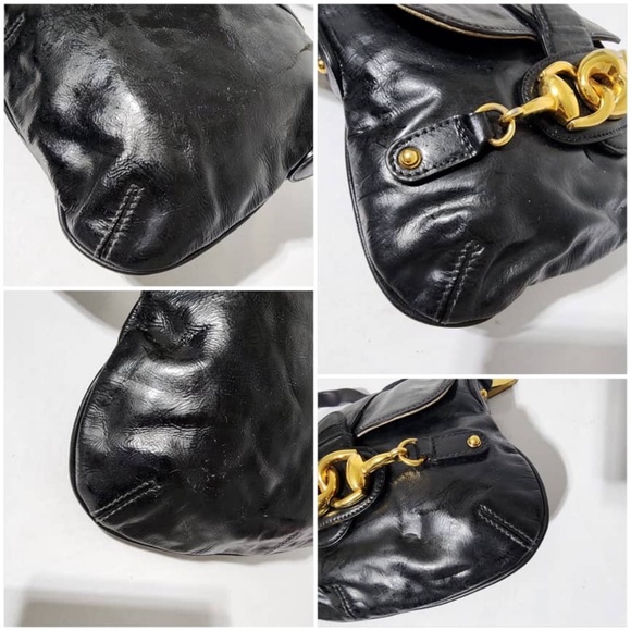 Authentic Gucci Vintage Patent Wave Flap Shoulder Bag Black - Picture 7 of 15